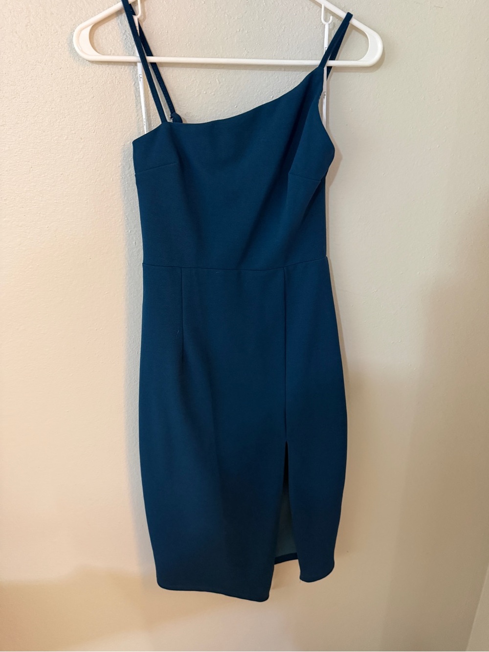 LuLus Dark Teal Blue Asymmetrical Midi Dress - Picture 7 of 7
